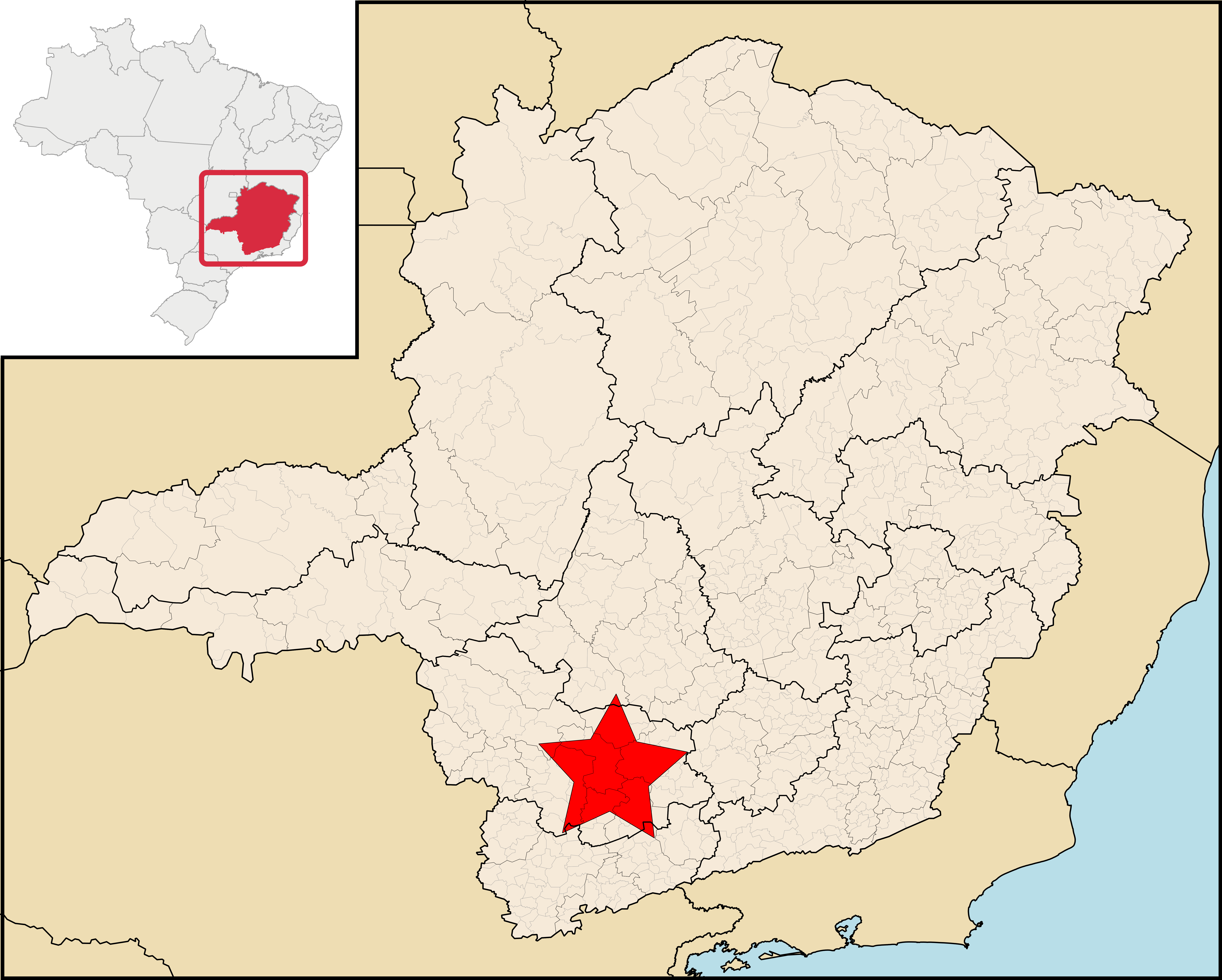 Mapa de Minas Gerais — Sul de Minas